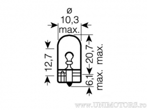 Фар за мотоциклет без основа W5W оранжев W2.1X9.5D 12V 5W - Osram