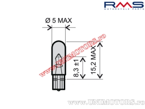 12V 1.2W T5 Brake Light Bulb - (RMS)