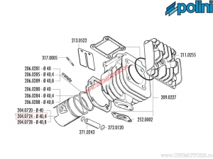 2T dugattyú (átmérő 40,4mm) - 204.0724 - Adly ATV 50 / Malaguti Centro 50 SL / Yamaha Aerox 50 2T H2O ('04->) - Polini