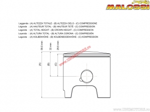 2T Piston (diameter 57.5mm / bolt 14mm / C dimension) - Malossi