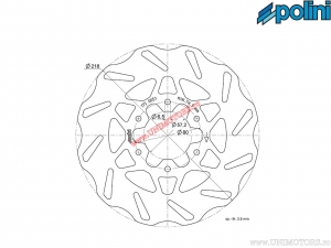 Achterremschijf (218x57,2x3,5mm) - Aprilia RS4 125i H2O 4T E3 ('11-'13 / Piaggio) / RS4 50 H2O 2T E4 ('18-'20 / D50B0) - Polini