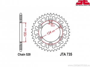 Achterste aluminium tandwiel Ducati Strada / Super Light / Monster / Multistrada / Monster Dark / Sport / Supersport - JTA 735 -