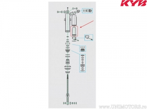 Achterste telescoopmembraan 46x88mm - Honda CR 500 R / Kawasaki KX 500 E / Suzuki RM 250 / Yamaha YFZ 450 R - Kayaba