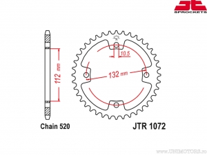 Achtertandwiel Arctic Cat DVX 250 / DVX 300 / Kymco KXR 250 / Maxxer 250 / Maxxer 300 / MXU 250 / TGB Blade 325 - JTR 1072 - JT