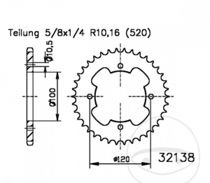 Achtertandwiel Esjot zwart - 34 tanden (stap 520) - Explorer Trasher 2 520 ('11-'15) / Trasher 2 520 Supermoto ('11-'15) - JM