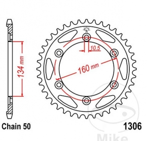 Achtertandwiel JTR1306.42 (stap 530) - Honda CBR 1000 SA Fireblade SP ABS / VTR 1000 SP1 - SP2 / CBR 900 RR Fireblade - JM