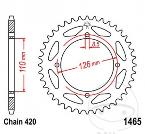 Achtertandwiel JTR1465.47 (stap 420) - Kawasaki KX 65 A ('00-'20) / KX 65 C ('21-'22) - JM