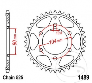 Achtertandwiel JTR1489.42 (stap 525) - Kawasaki ZX-10R 1000 G Ninja ABS - H Ninja SE ABS - J Ninja - K Ninja ABS - L Ninja ABS -