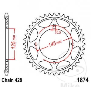 Achtertandwiel JTR1874.56 (stap 428) - Yamaha XVS 125 H Drag Star / XVS 125 N Drag Star 80 km/h / XVS 250 Drag Star - JM