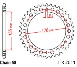 Achtertandwiel JTR2011.46 (stap 530) - Triumph Daytona 955 i / SS / Speed Triple 1050 / 94-1050 ABS / 1050 R 94 ABS-RS ABS - JM