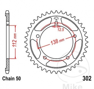 Achtertandwiel JTR302.43 (kettingstap 530) - Honda CB 900 F Hornet / CB 1100 A ABS Gussrad - EX CA ABS - EX SA ABS - RS NA ABS -