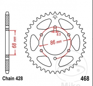 Achtertandwiel JTR468.36 (stap 428) - Kawasaki BN 125 A Eliminator ('98-'08) - JM