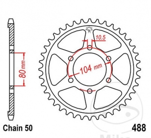 Achtertandwiel JTR488.38 (stap 530) - Kawasaki Z 750 Y Ltd Twin / ZR 550 A / ZRX 1200 C - R - S / ZX-12R 1200 A - B Ninja - JM