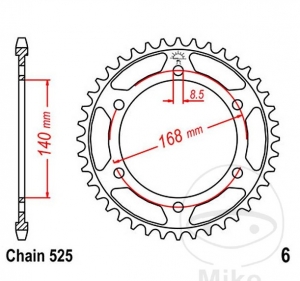 Achtertandwiel JTR6.42 (stap 525) - BMW F 650 800 GS ('08-'09) - GS ABS ('08) / F 800 800 GS ('08) - GS ABS ('08) - JM