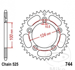 Achtertandwiel JTR744.38 (stap 525) - Ducati 749 749 R Monoposto - S Biposto/Monoposto / 999 999 R - S - Biposto/Monoposto - JM