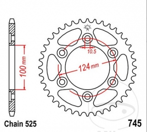 Achtertandwiel JTR745.39 (stap 525) - Ducati Supersport 1000 SS Carenata - SS Nuda - SS Carenata / Benelli Tre-K 1130 Amazonas -