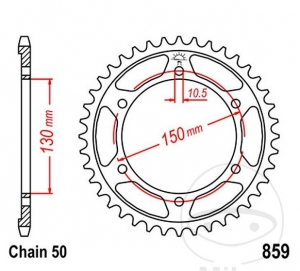 Achtertandwiel JTR859.46 (stap 530) - Yamaha FJ 1100 / FJ 1200 / FJ 1200 A ABS / FZR 1000 Genesis / FZR 1000 Genesis Exup - JM