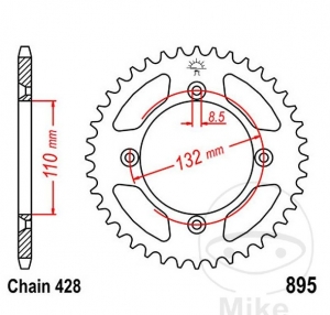 Achtertandwiel JTR895.49 (stap 428) - KTM SX 85 - 17/14 inch - 19/16 inch / Gas Gas MC 85 17/14 inch - 19/16 inch - JM