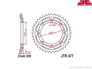 Achtertandwiel Kawasaki KL 600 / KLR 600 ('84-'90) - JTR 477 - JT