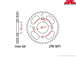 Achtertandwiel Kymco MXer 50 / MXU 50 / MXU 50 Reverse / MXer 150 / MXU 150 - JTR 1071 - JT