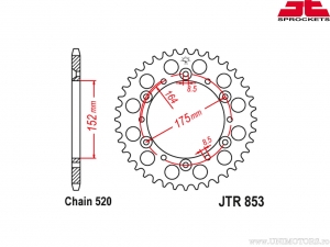 Achtertandwiel Yamaha YZ 250 / YFS 200 / YFM 350 / YFM 660 / YFZ 350 / DT 200 / XT 500 / YTZ 250 / TT 250R / WR250 - JTR 853 - J