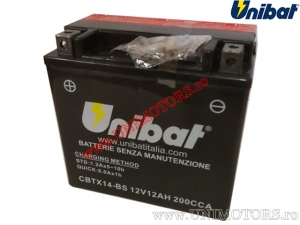 Acumulador de motocicleta 12V 12AH - 'Livre de manutenção' (CBTX14-BS) - Unibat