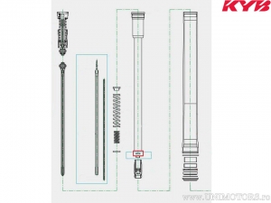 Afdichtingsring voor vorkpatroon - Kawasaki KX 250 R 2T / Kawasaki KX 450 F / Yamaha YZ 125 / YZ 250 2T / YZ 250 F 4T - Kayaba