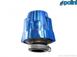 Air filter (100mm / 80mm / 46mm, right angle) - blue chrome - Polini