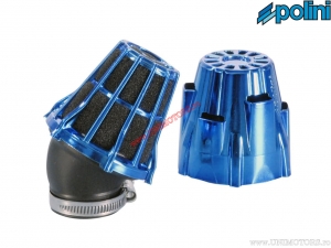 Air filter (115mm / 80mm / 42mm, 30° angle) - chrome blue - Polini