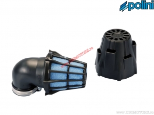 Air filter (135mm / 80mm / 32mm, 90° angle) - black / blue - Polini