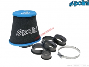 Air filter (145mm / 145mm / 28-35-42-45-49-55mm, right angle) - black / blue - Polini