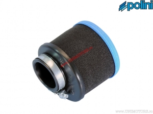 Air filter (75mm / 85mm / 39mm, right angle) - black / blue - Vespa PX 125 2T / TS 125 2T / PX 200 2T - Polini