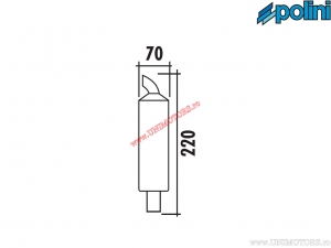 Aluminium geluidsdemper (70x220mm) - LML Star Deluxe 125 AIR 2T E1 ('00-'06) / Vespa TS 125 AIR 2T ('75-'78) - Polini