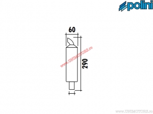 Aluminium silencer (60x290mm) - Aprilia RX-SX 50 ('06-> / DERBI D50B) / Yamaha DT 50 R Minarelli AM6 - Polini