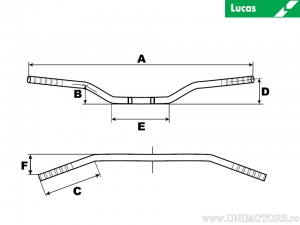 Aluminium stuur in titanium kleur met Enduro/Cross dwarsbalk - Offroad High - diameter 22mm en lengte 797mm - Lucas TRW