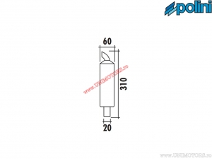 Amortisseur de bruit en aluminium (20x60x310mm) - Derbi GP1 50 H2O 2T E1 ('01-'03 / Piaggio) / Piaggio NTT 50 H2O 2T ('94-'96) -