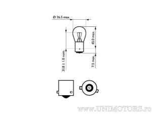 Ampoule de feu de frein PR21W rouge BAW15S 12V 21W - Philips