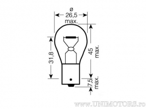 Ampoule de feu de freinage P21W BA15S 12V 21W (ensemble de 10) - Osram