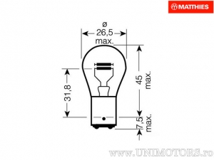 Ampoule de feu stop BAY15D 6V 21/5W ensemble de 10 - JM