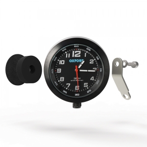 AnaClock motorcycle clock - black casing & black background - Oxford