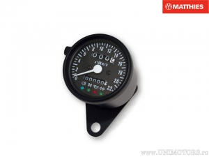 Analoges Tachometer (max. 220 km/h) schwarz D: 60mm M12x1.0mm mit blauer Hintergrundbeleuchtung - JM