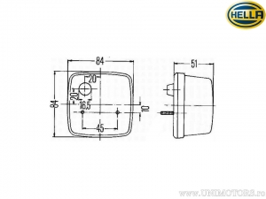 Arrêt Complet Universel Hella avec Éclairage de Plaque d'Immatriculation 84x84x51mm - Hella