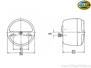 Arrêt complet universel Hella rond avec éclairage de plaque d'immatriculation D: 80mm - Hella