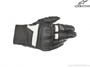 Axis Leather Street Motorcycle Gloves (Black/White) - Alpinestars