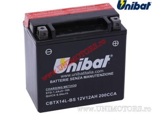 Batterie de moto 12V 12AH - 'Sans entretien' (CBTX14L-BS) - Unibat