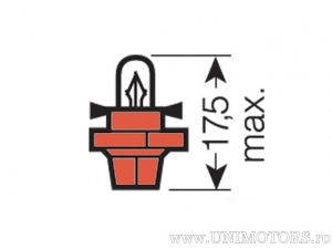 Bec cu soclu portocaliu BX8.4d 12V 1.12W - Osram