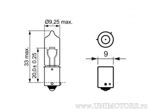 Bec HY21W portocaliu BAW9S 12V 21W - Osram