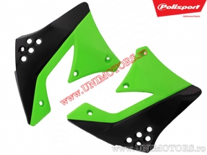 Black-Green Radiator Fairing - Kawasaki KX 250 F 4T ('09-'12) - Polisport