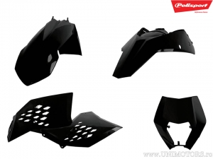 Black Plastic Set - KTM EXC 125 ('08-'11) / EXC 250 ('08-'10) / EXC 300 E ('09-'11) / EXC 450 R Sixdays ('09) - Polisport