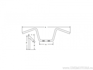 Black Steel Handlebar Chopper High with 25.4mm diameter and 905mm length with cable housing - Fehling